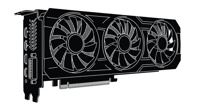 Graphics card silhouette on a white background