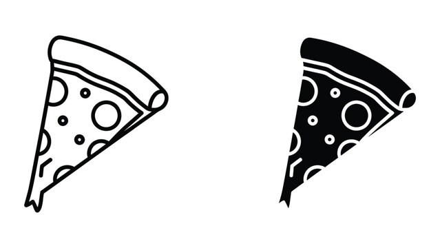 Black and white pizza slice vector illustration