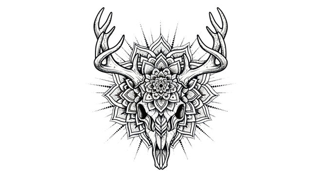 Deer skull mandala illustration