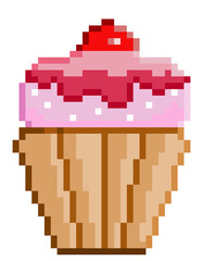 Fototapeta premium Pixel art of a strawberry cupcake 