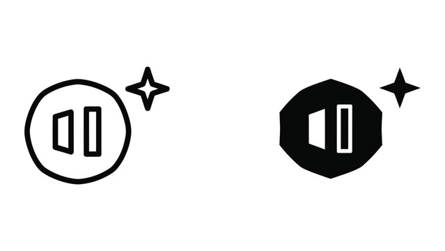 Modern pause play button icons with starburst effect