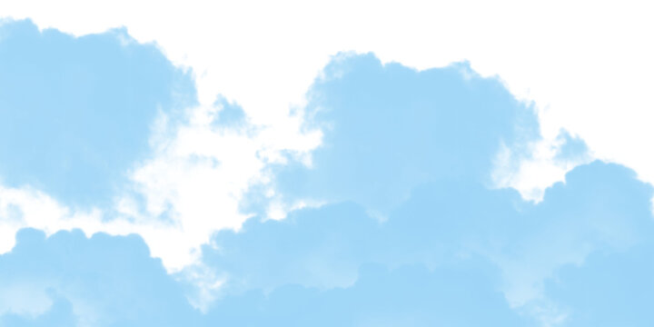 Blue realistic clouds floating in sky with fluffy texture and transparent alpha channel for creative projects.