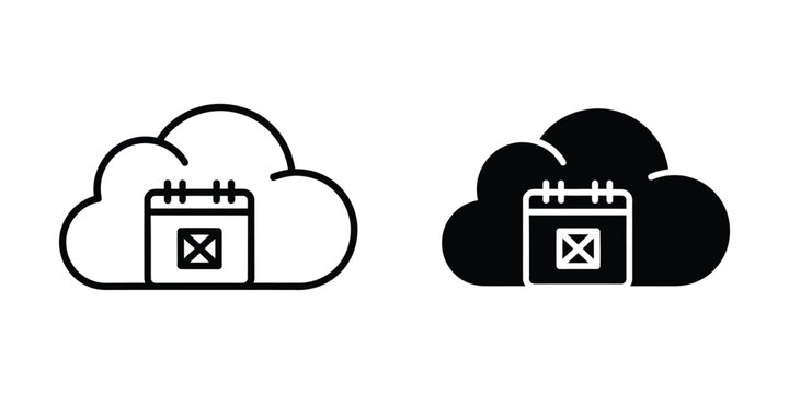 Cloud icon with crossed out calendar symbol