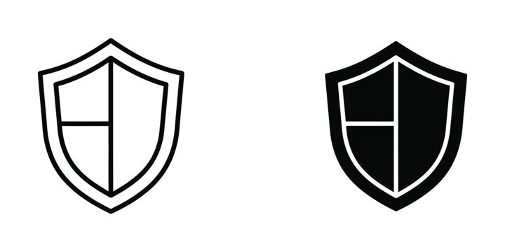 Simple shield icon with cross design in white and black
