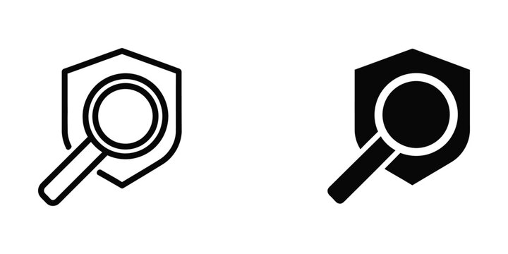 Magnifying glass over shield icon design
