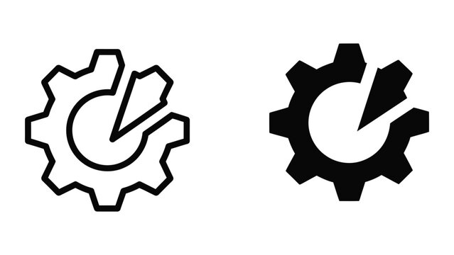 Ubuntu linux gear icon in black and white contrast