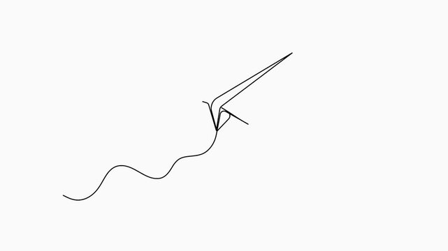 Animated continuous line sketch of paper aircraft with heart