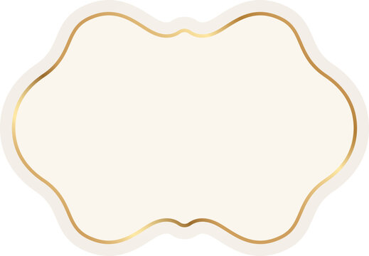 Vintage decorative badge with gold border. Beige label frame, cream blank sticker, classic insignia template. Decorative vector border for handmade branding