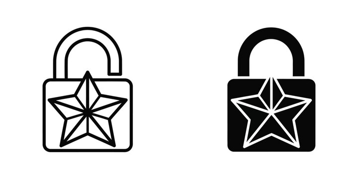 Locked padlocks with star symbols in contrasting styles