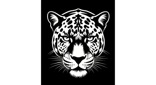 Leopard head illustration on black background