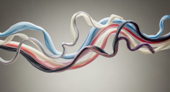 Abstract flowing ribbons of color and texture, a visual interpretation of melodic movement.