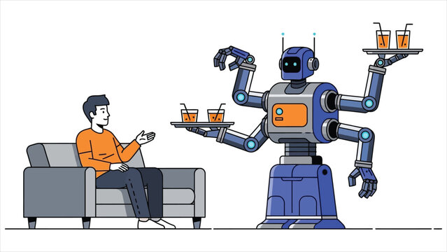 A High-Efficiency Multi-Armed Robotic Assistant Providing Seamless Beverage Service.