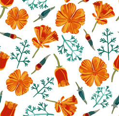 Fototapeta premium Seamless pattern with poppy.