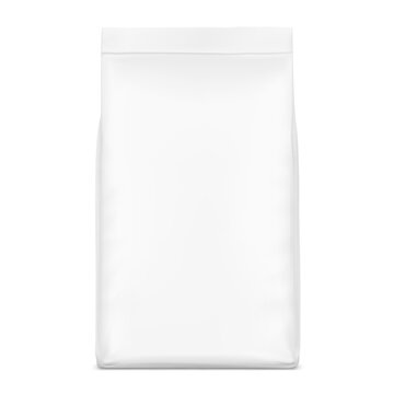 Vertical flat bottom bag mockup. Front view. Vector illustration isolated on white background. Ready for use in presentation, promo, advertising and more. EPS10.