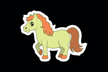 Naklejka premium High quality cute pony vector illustration in sticker style with clean outline and soft pastel colors. This adorable cartoon horse character is perfect for kids projects, nursery designs, stickers, 