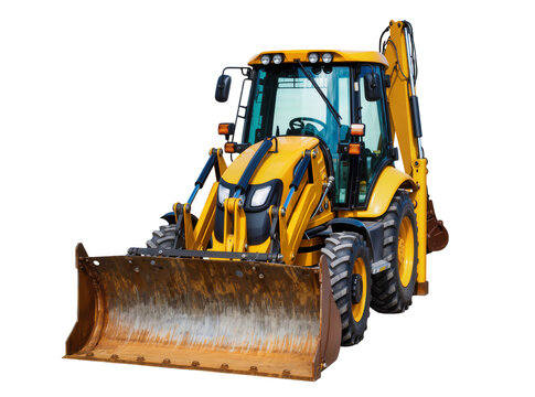 Isolated yellow backhoe loader a versatile heavy equipment vehicle for construction and excavation