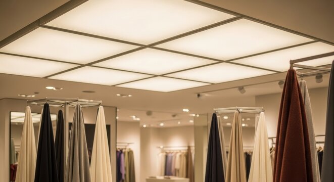 Frosted Glass Ceiling Panels Diffusing Soft Ambient Light in a Modern Interior Space