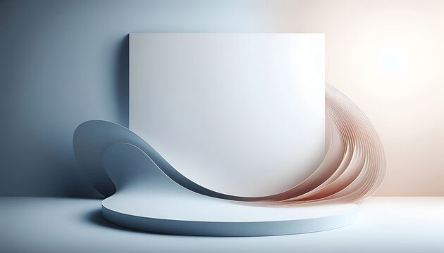 Modern abstract podium with curved shapes and soft gradients minimal scene for product display branding presentation and elegant visual compositions