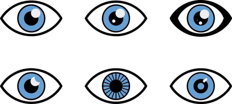 Eye Icons Set &ndash; Vision and Visibility Solid Blue Symbols