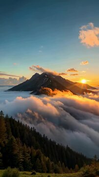 Mountain sea of clouds sunrise natural landscape