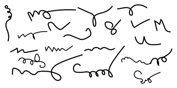 Hand Drawn Scribble Lines and Doodle Curves Collection  Abstract Minimal Line Art Elements