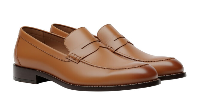 Elegant brown leather brogue dress shoes with wingtips and elastic side panels