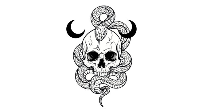 Skull and snake illustration