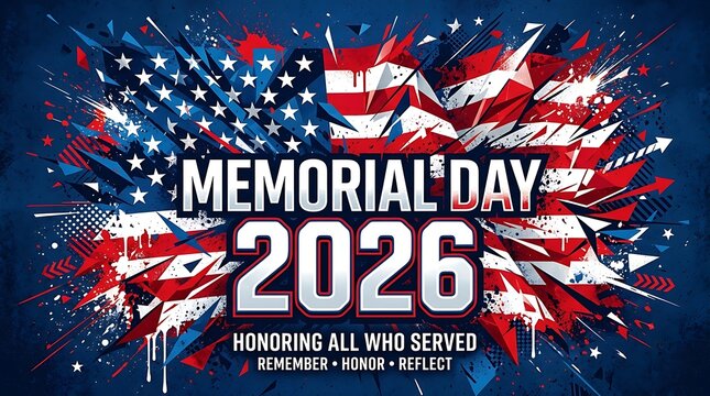 Memorial day 2026 honoring all who served with american flag