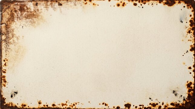 Vintage rusty metal frame background with blank center, distressed grunge texture, aged industrial border for design template