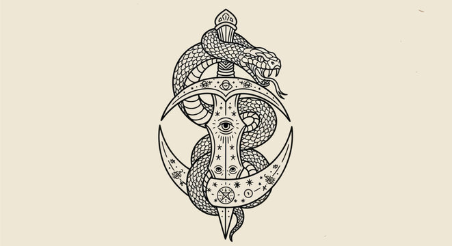 Snake and sword illustration