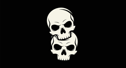 Obraz premium Stacked skull illustration on black background