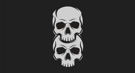 Obraz premium Stacked skull illustration on black background