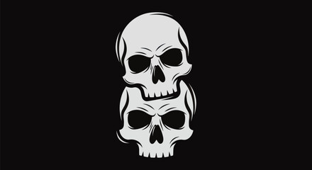 Obraz premium Stacked skull illustration on dark backdrop