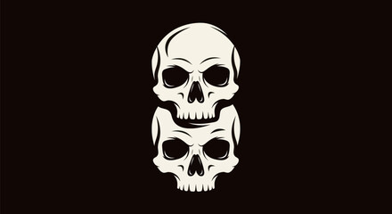Obraz premium Stacked skulls illustration on black background
