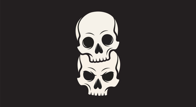 Stacked skulls illustration on black background