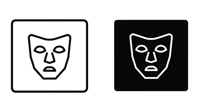 Contrasting theater masks with black and white backgrounds