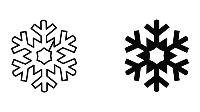 Simple geometric snowflake designs in black and white