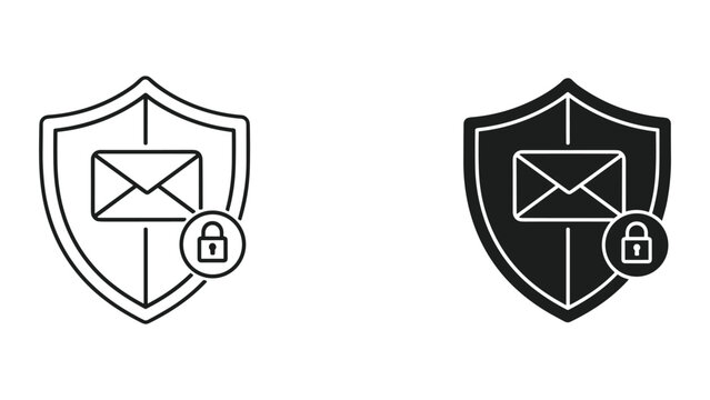 Email security shield icon with lock symbol for protection and safety online