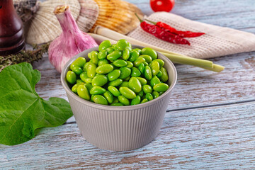 Edamame beans in the bowl