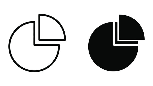 Black and white pie chart icons with missing slices