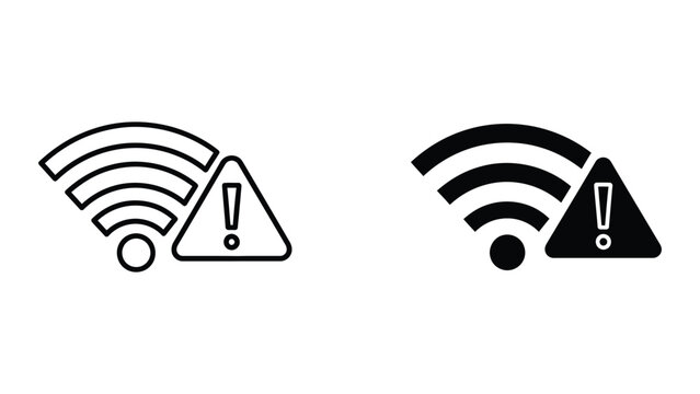 Wifi signal warning icon with exclamation mark