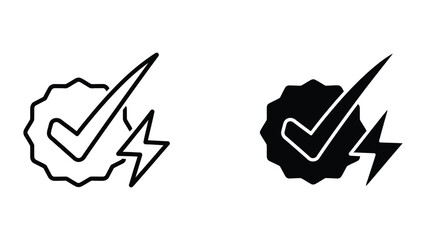 Bold lightning bolt with checkmark inside cloud icon © Marom Ali Stock
