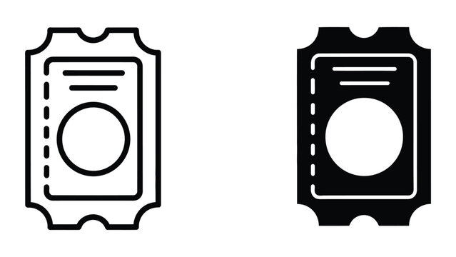 Minimalist ticket icon with hole and perforated edge in two styles
