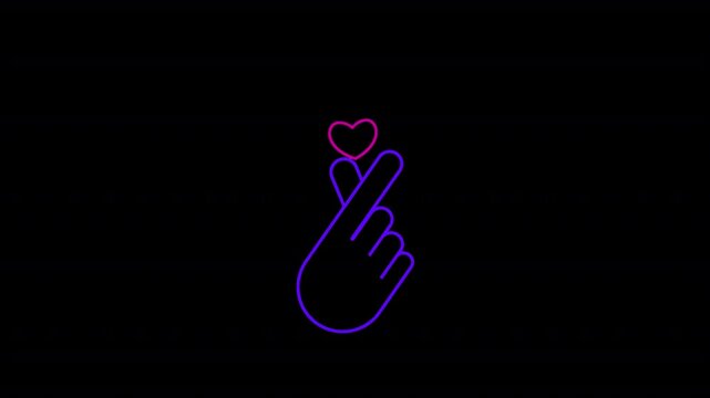 Animation of hand gesture forming love symbol with heart above, perfect for romantic branding, logo reveal, and creative marketing projects in alpha channel 