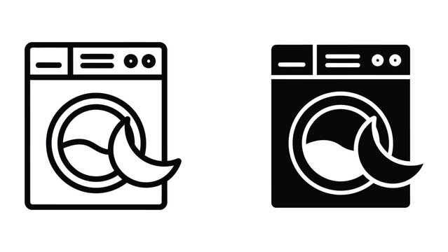 Modern washing machine icons with at symbol symbolizing email or communication