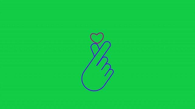 Animation of hand gesture forming love symbol with heart above, perfect for romantic branding, logo reveal, and creative marketing projects 