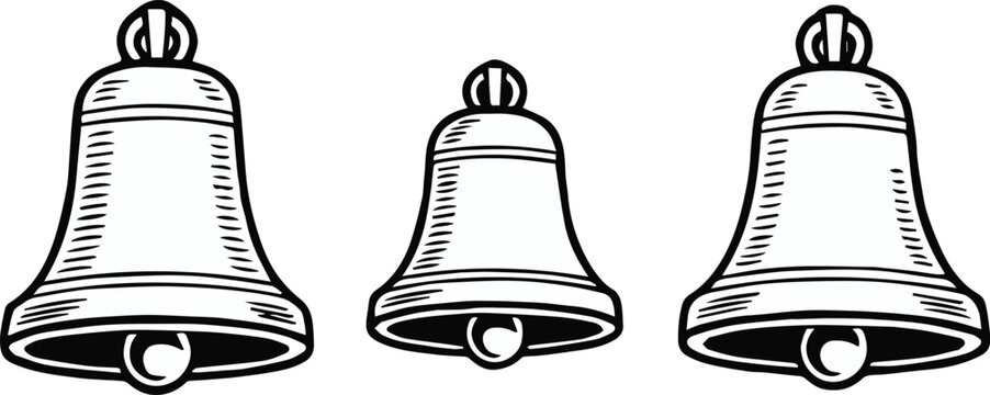 bell hand drawn sketch ringing bells with clapper