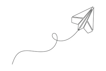 Obraz premium Paper airplane continuous line art icon simple minimalist outline illustration