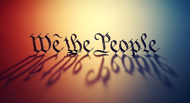 We the People Preamble American Constitution 4th of July Patriotic Calligraphy