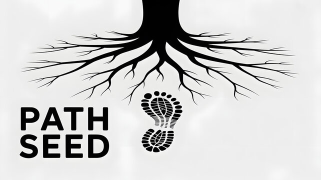 Path to Growth: An emblem of growth, where a seed takes root and sprouts a path to follow, a visual metaphor for progress and potential.